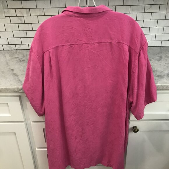 Tommy Bahama Shirt Mens XXL Pink Silk Button Up Casual Beach Resortwear Boho - Picture 4 of 9
